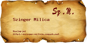Szinger Milica névjegykártya
